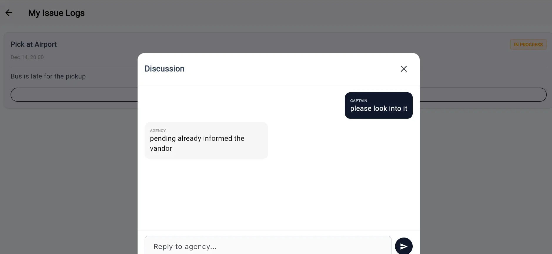 Issue Escalation Chat Interface